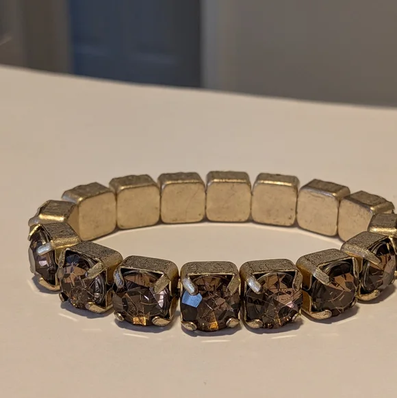 Vintage Brown Rhinestone Stretch Bracelet - Picture 3 of 5